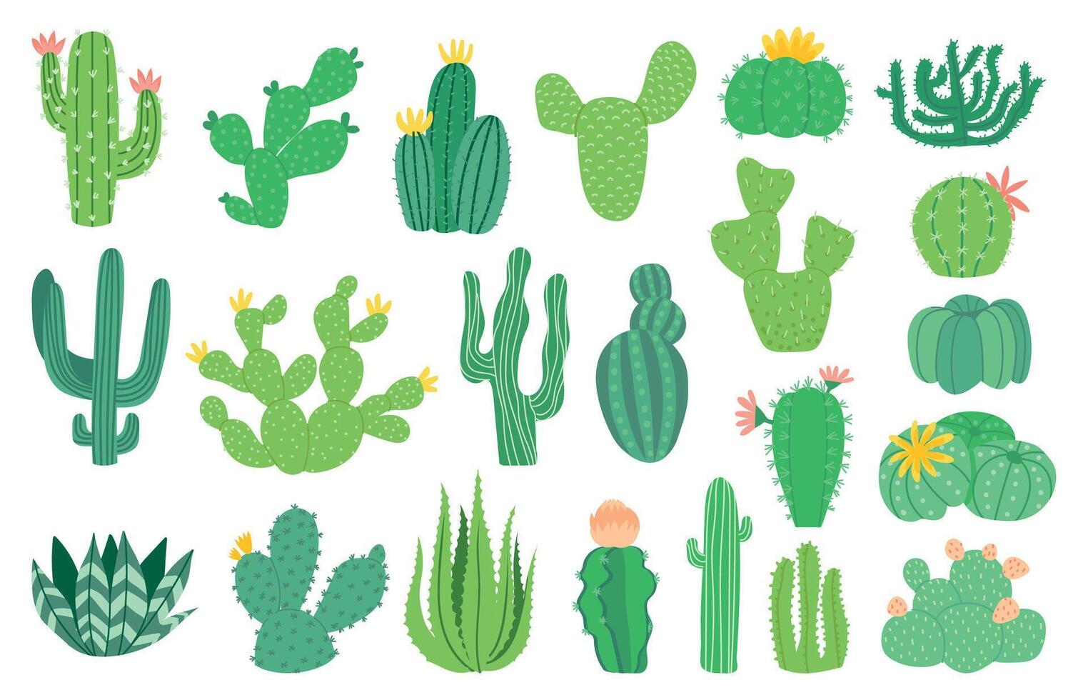 cactus planta. dibujos animados decorativo exótico suculento, tropical Desierto planta. vector mexicano áloe aislado conjunto