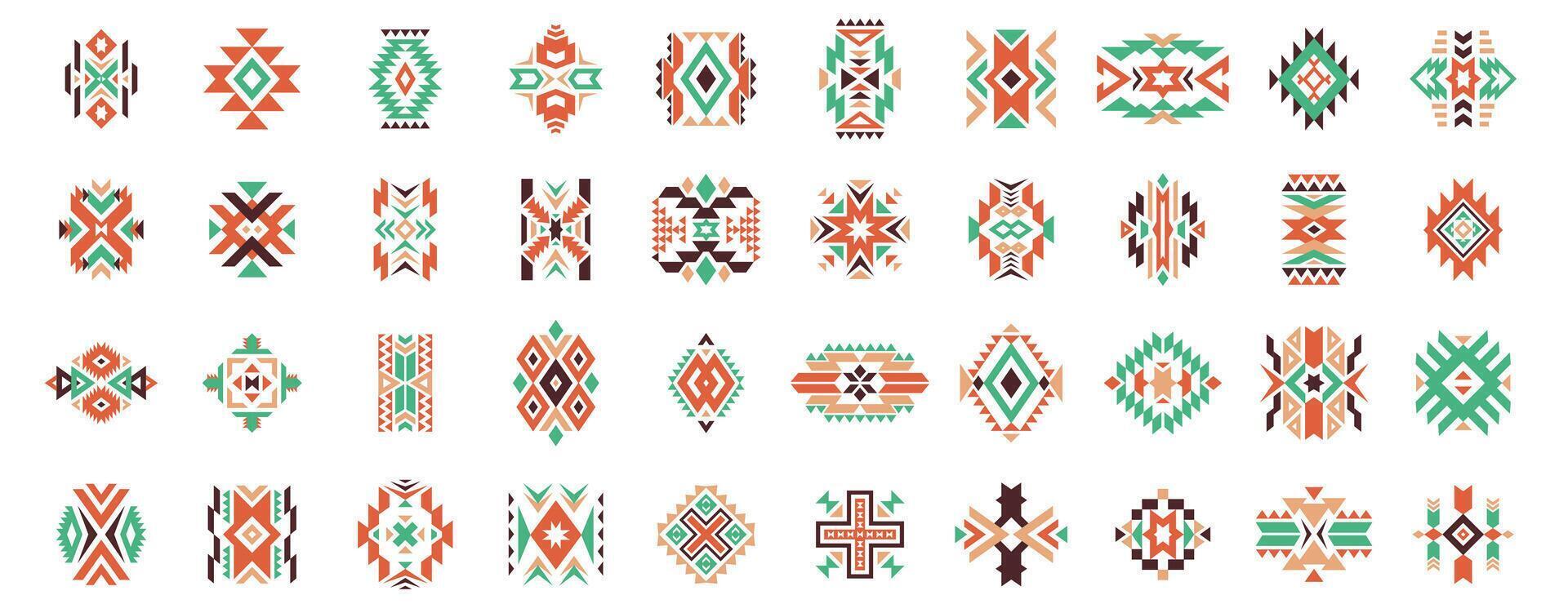 azteca étnico motivo. nativo americano geométrico patrón, de colores mexicano tribal Arte elementos para logo tatuaje tela diseño. vector aislado conjunto