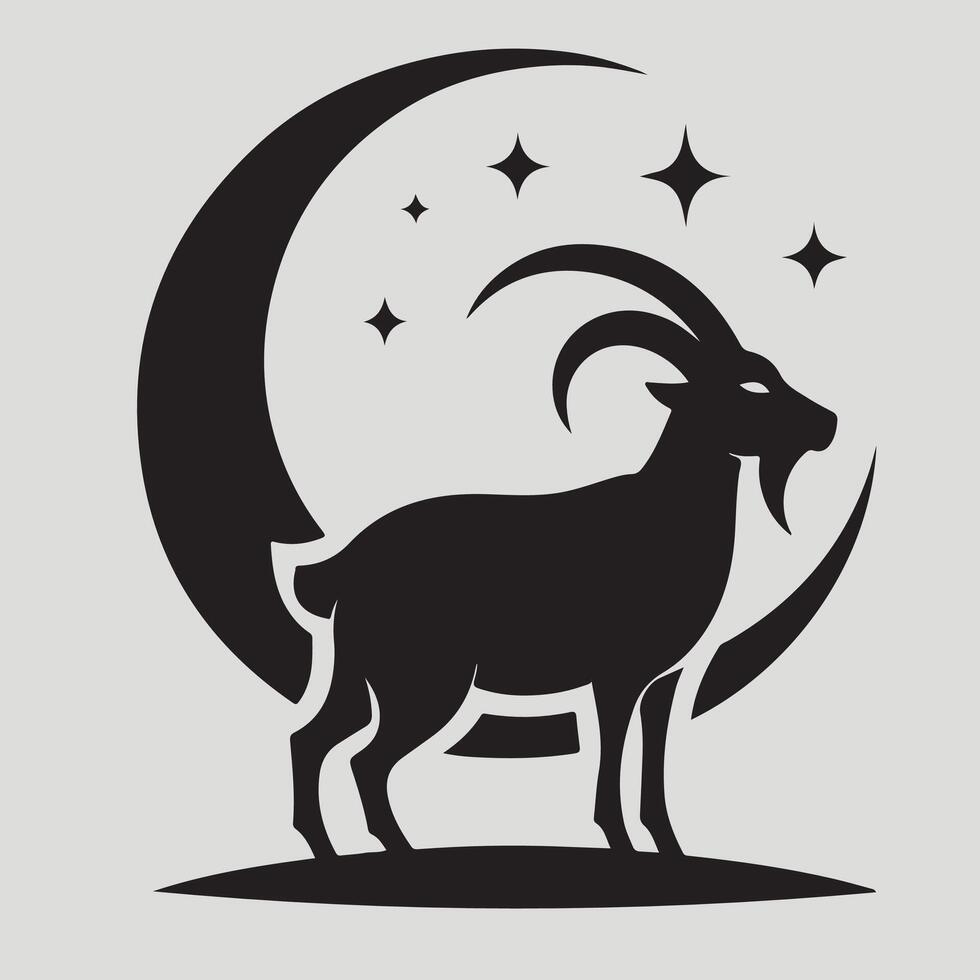 black and white goat Silhouette icon vector