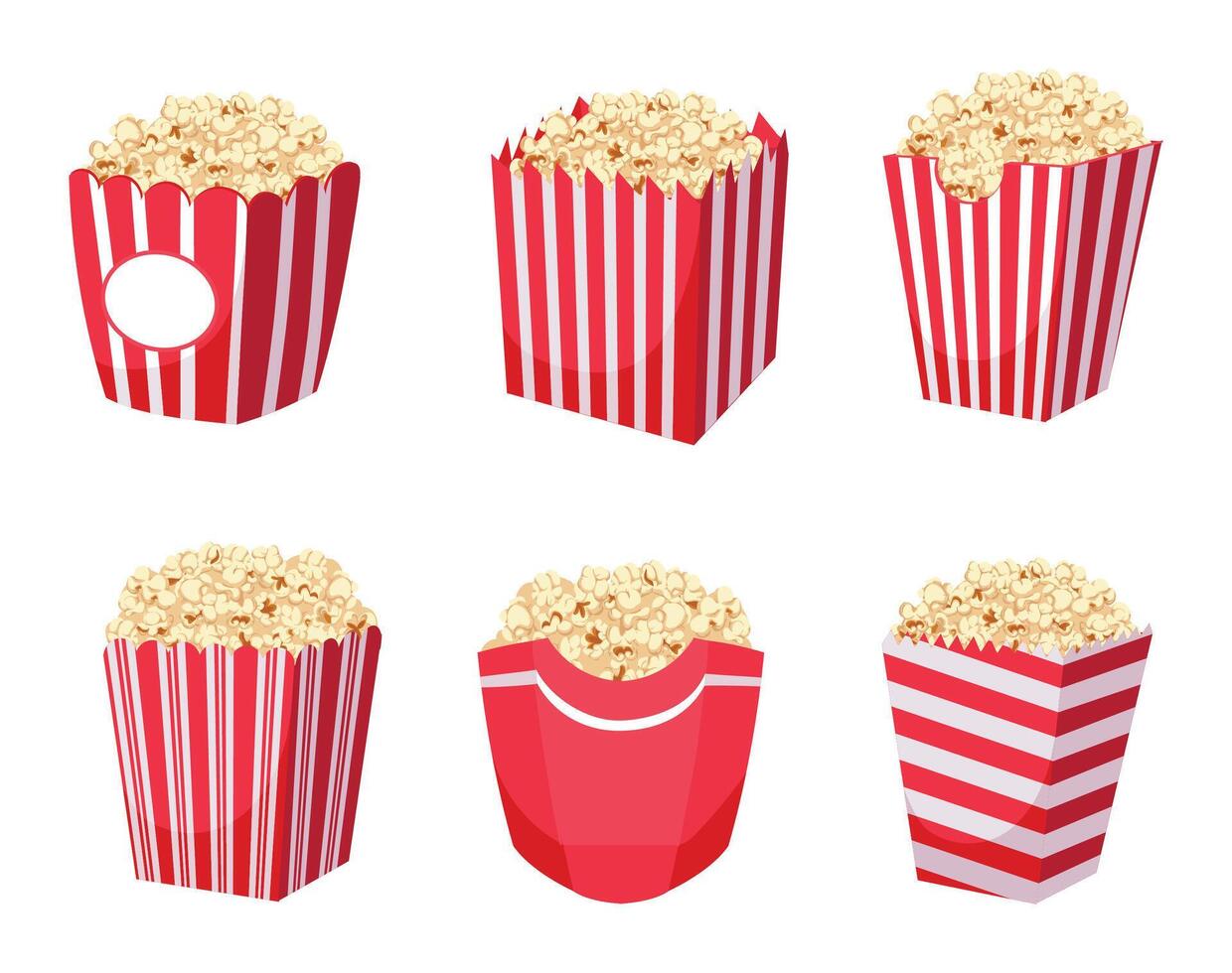 Popcorn buckets collection for cinema or sport event vector