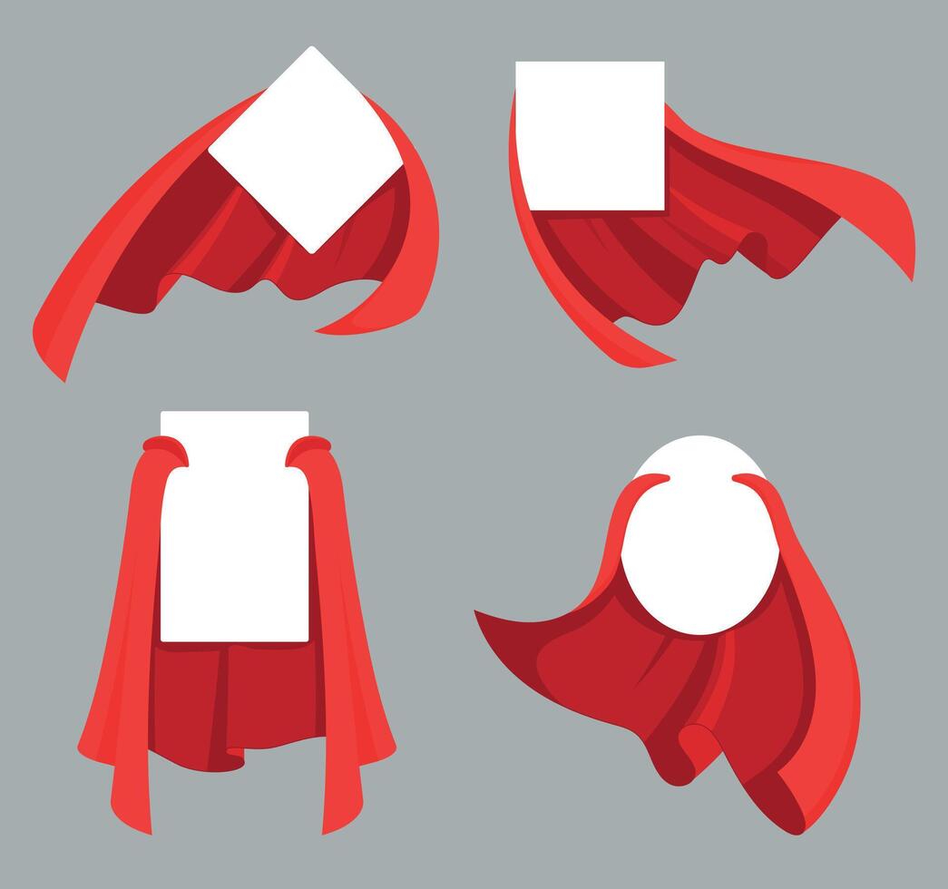 Red hero cape label collection for advertising design vector