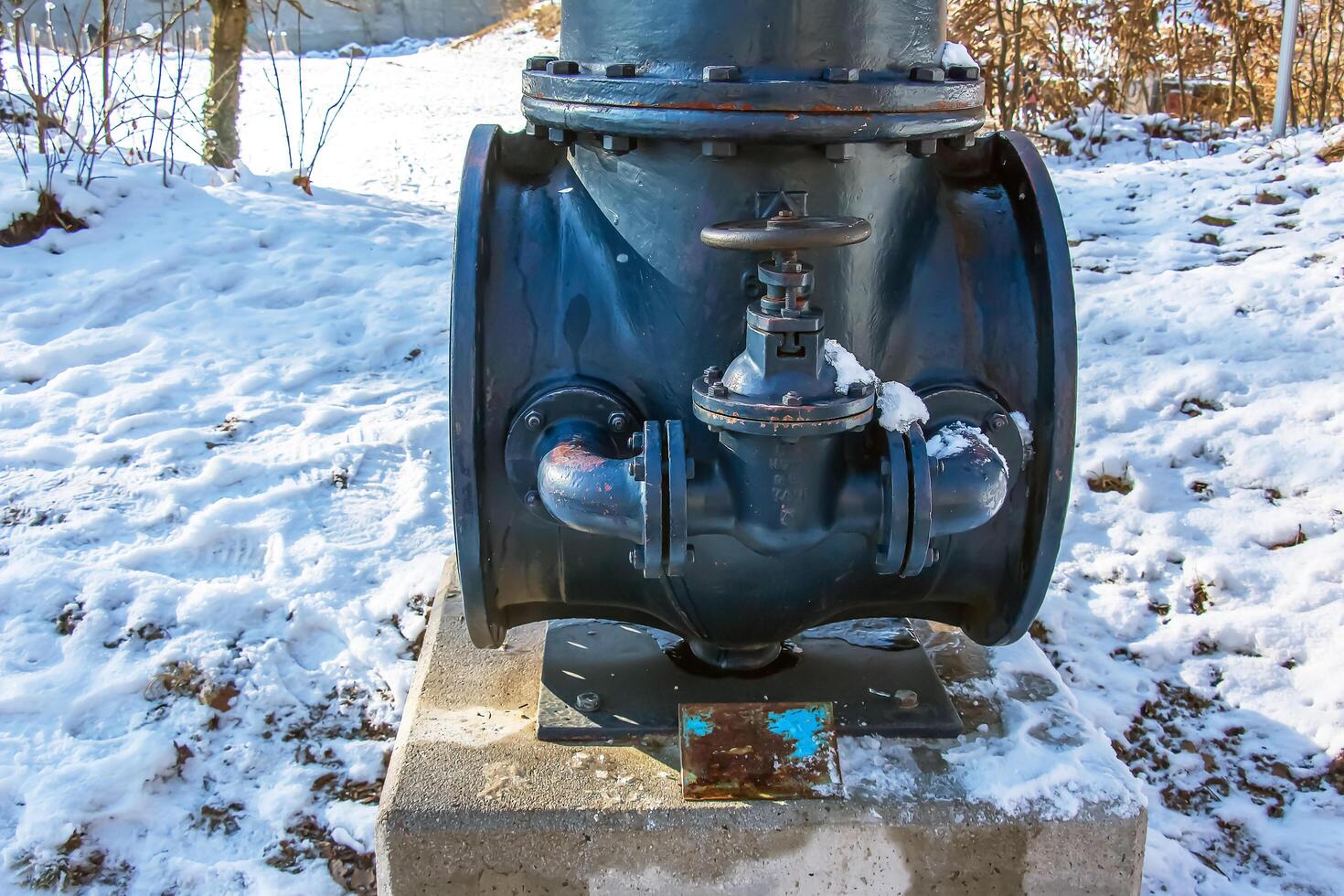 An ancient valve for water and steam. A technical monument on the slope of Mount Festung in the area of the Hohensalzburg fortress. photo