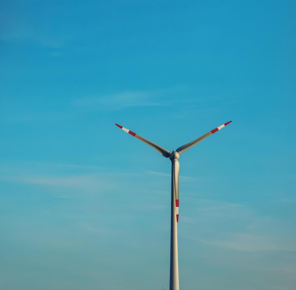 Wind farm park next to a road in Austria in sunny weather. photo