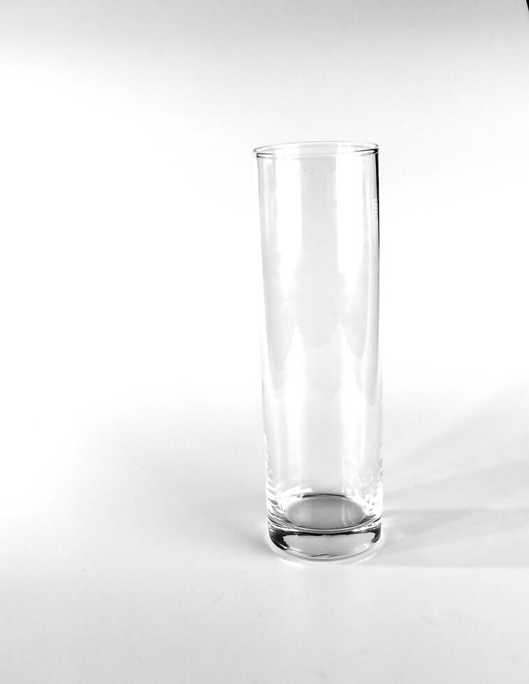 Empty crystal vase on white background. The vase was made in the mid-20th century. photo