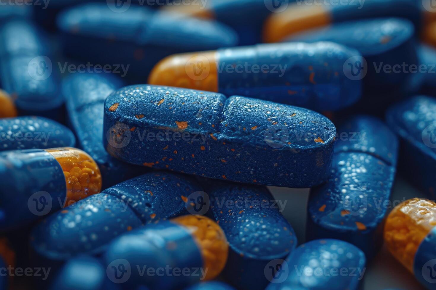 AI generated blue drugs or medicines design professional photography photo