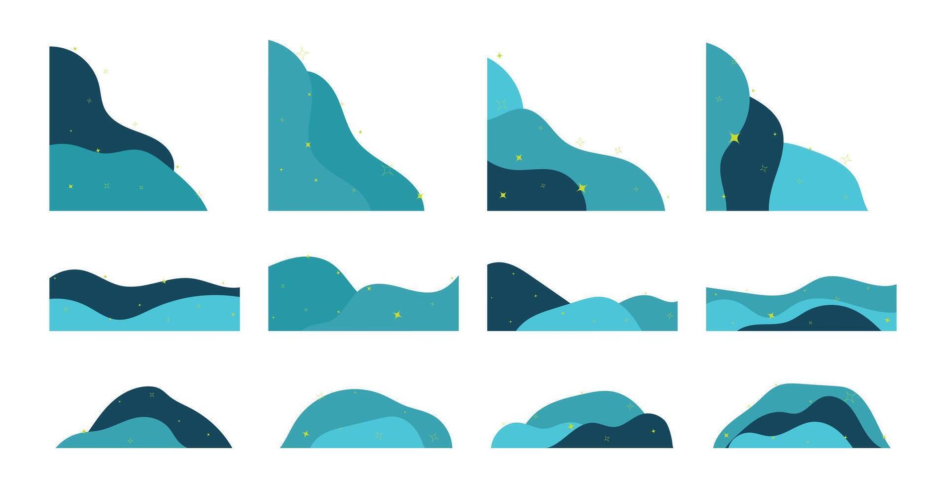 Abstract Wave Corner for Banner Decoration, Set of Element Graphic Design. Vector illustration