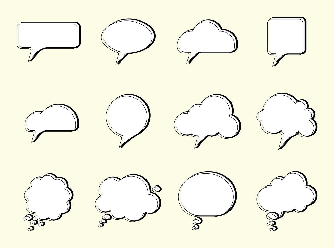 Bubble Speech Set, Comic Icon. Collection of Cartoon Speech Bubble Illustration, Vector Element Talk Bubble