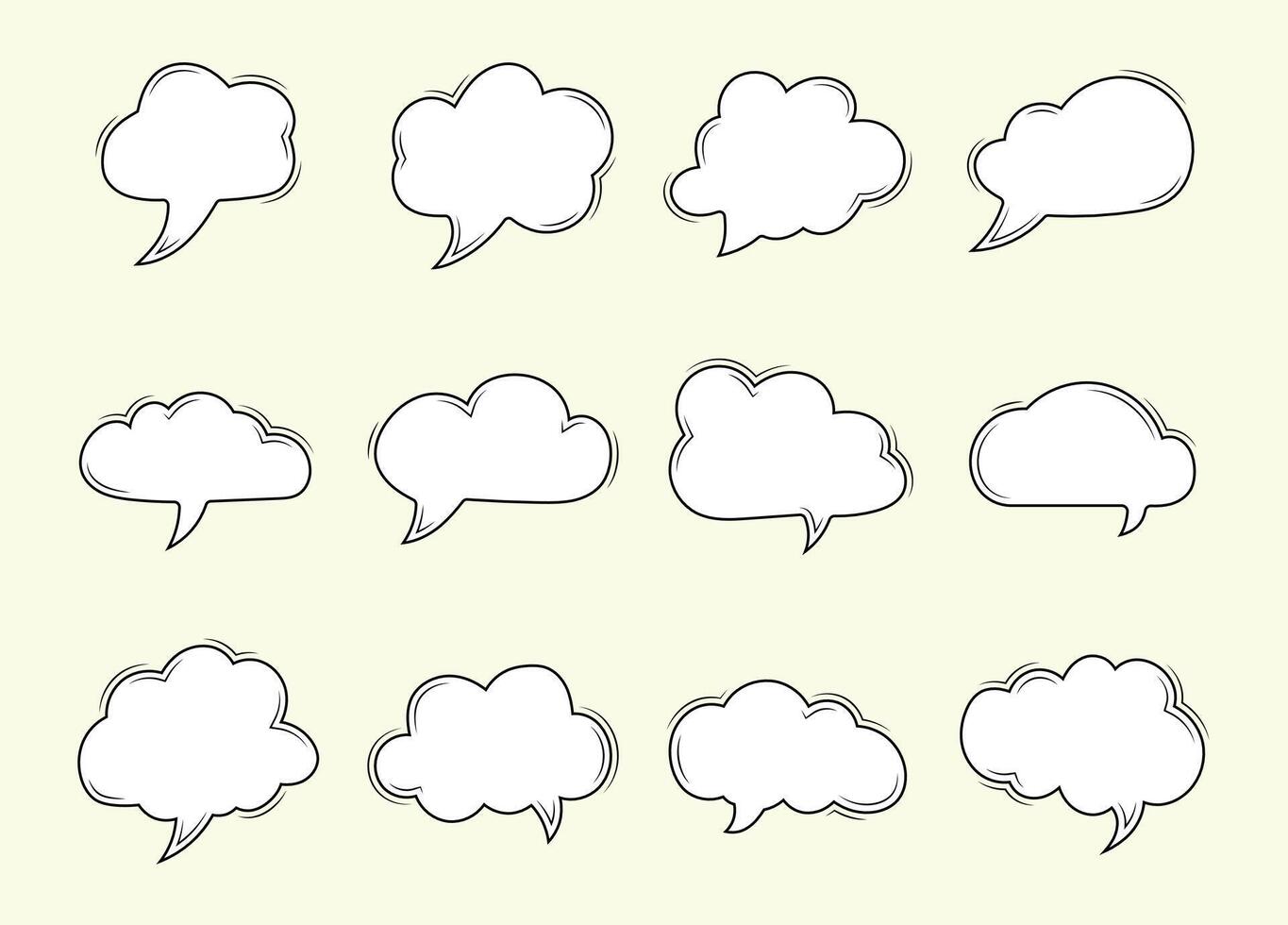 Bubble Speech Set, Comic Icon. Collection of Cartoon Speech Bubble Illustration, Vector Element Talk Bubble