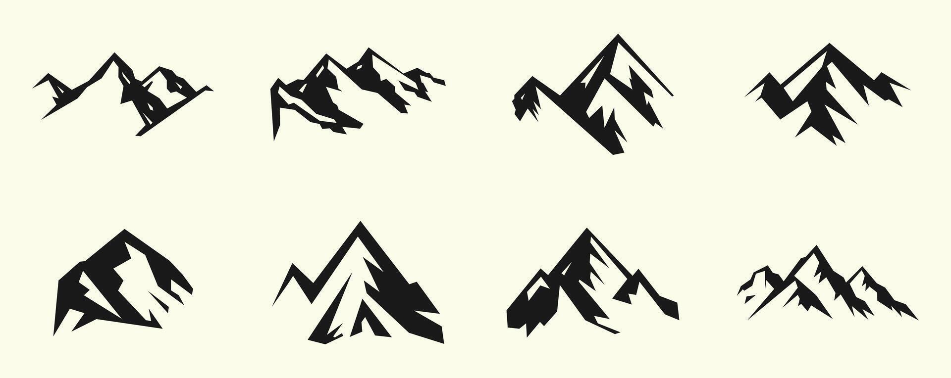 montaña silueta elemento vector ilustración, montaña formas logo icono, cima, aislado en blanco antecedentes