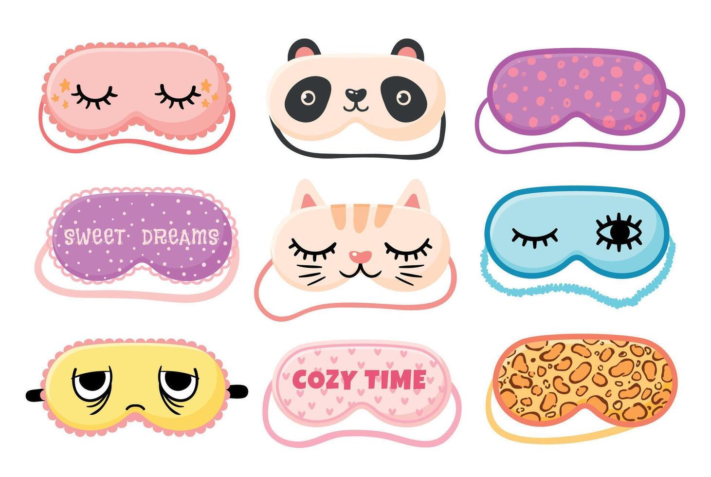 Masks for dreaming with eyes and smile collection vector