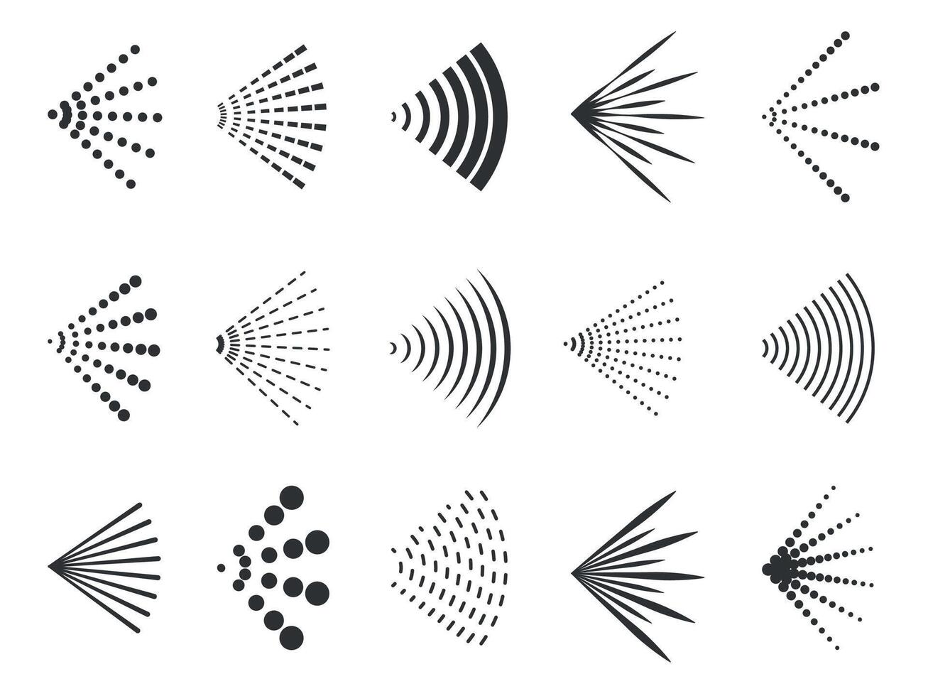 Spray icons. Water aerosol and air spatter, liquid and gas spray icons, dry shower and hair deodorant. Vector isolated set