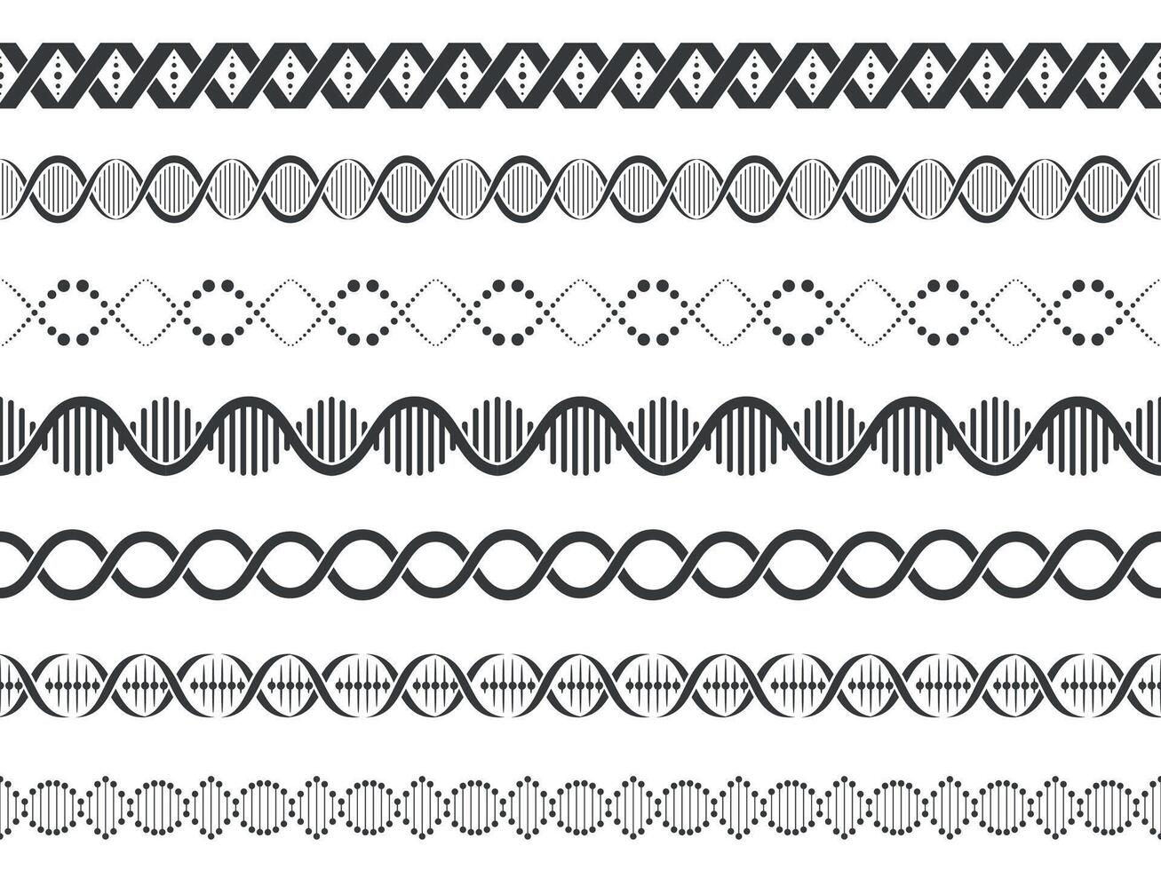 Dna spirals seamless pattern. Biochemistry gene sequence model for wallpaper, biology research concept for fabric print. Vector texture