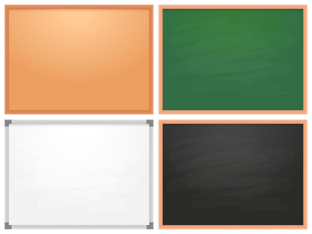 School chalkboard, cork board, whiteboard for markers vector