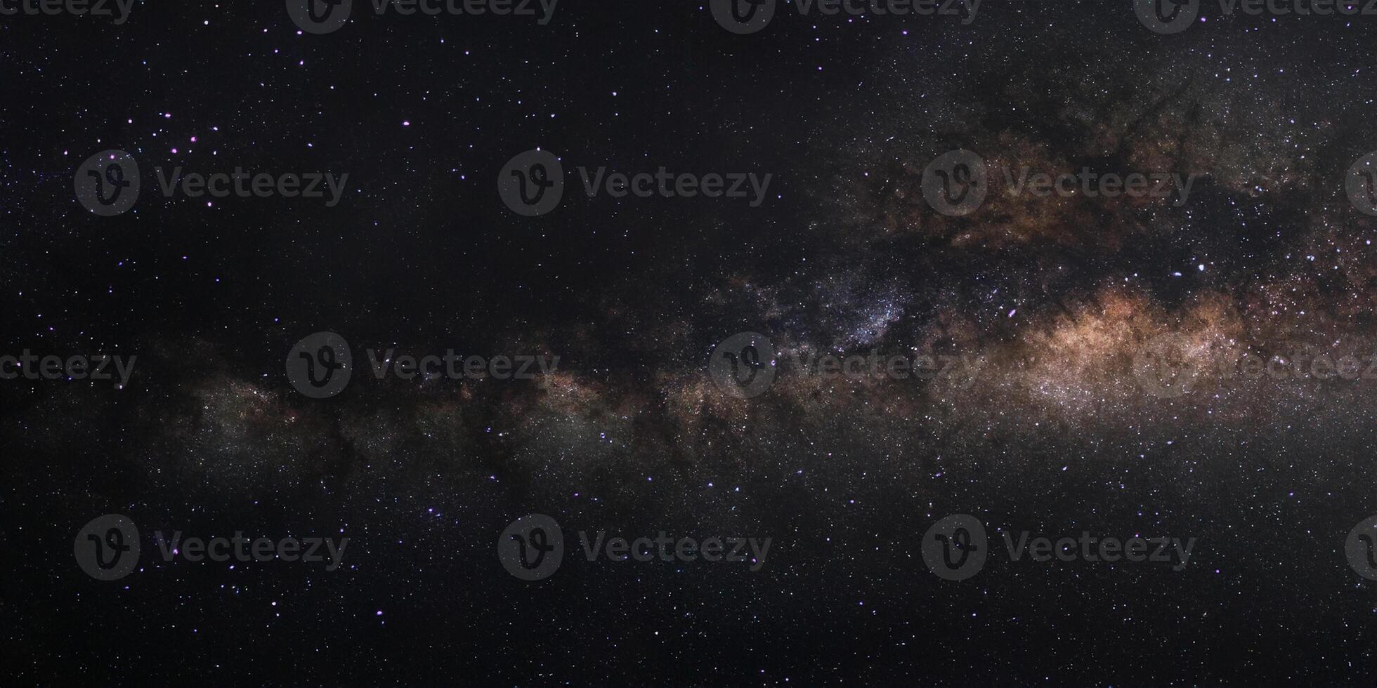 galaxia de la vía láctea panorámica, fotografía de larga exposición foto