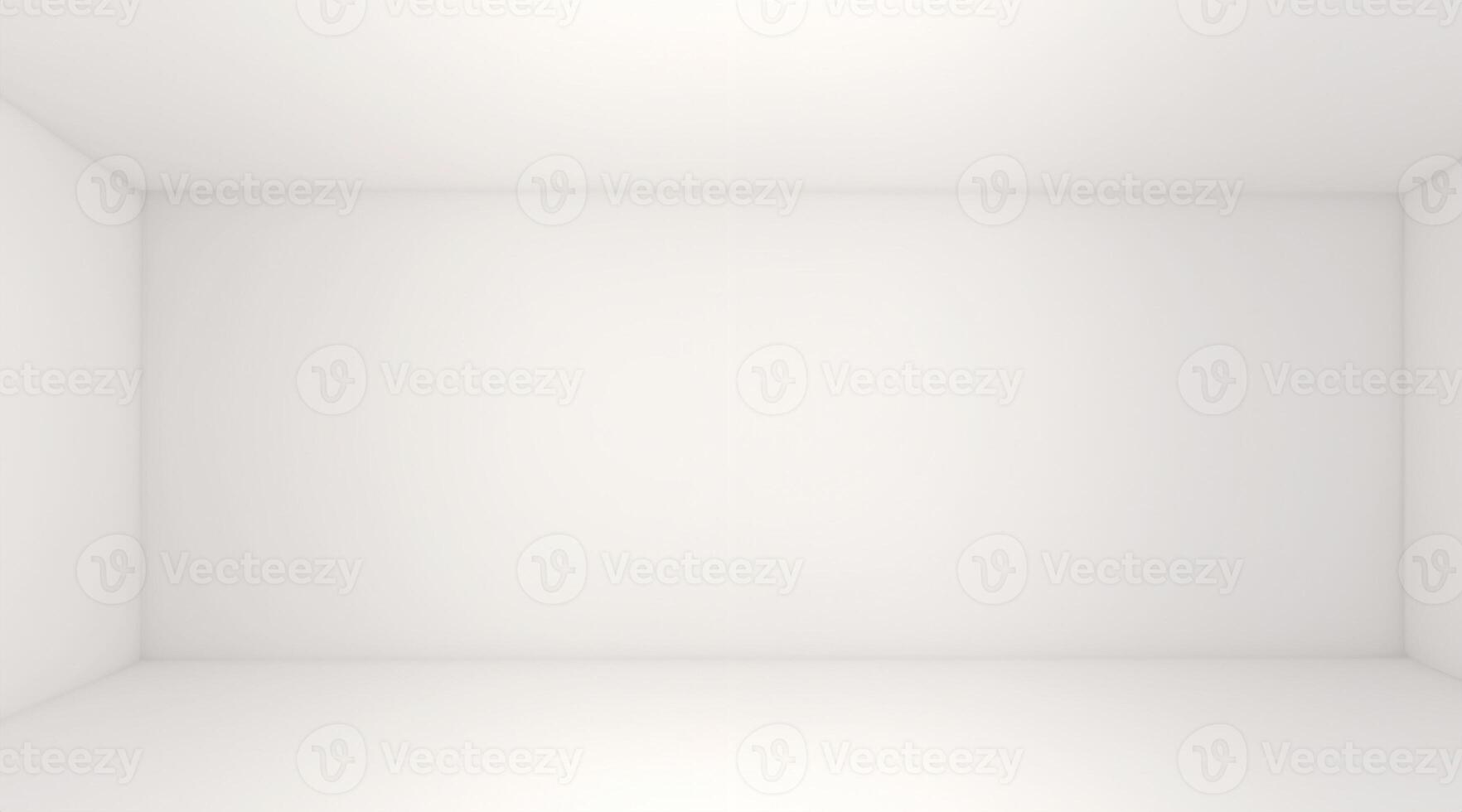 White room space background. Front view of white interior, empty room with soft light illumination. 3d rendering. photo