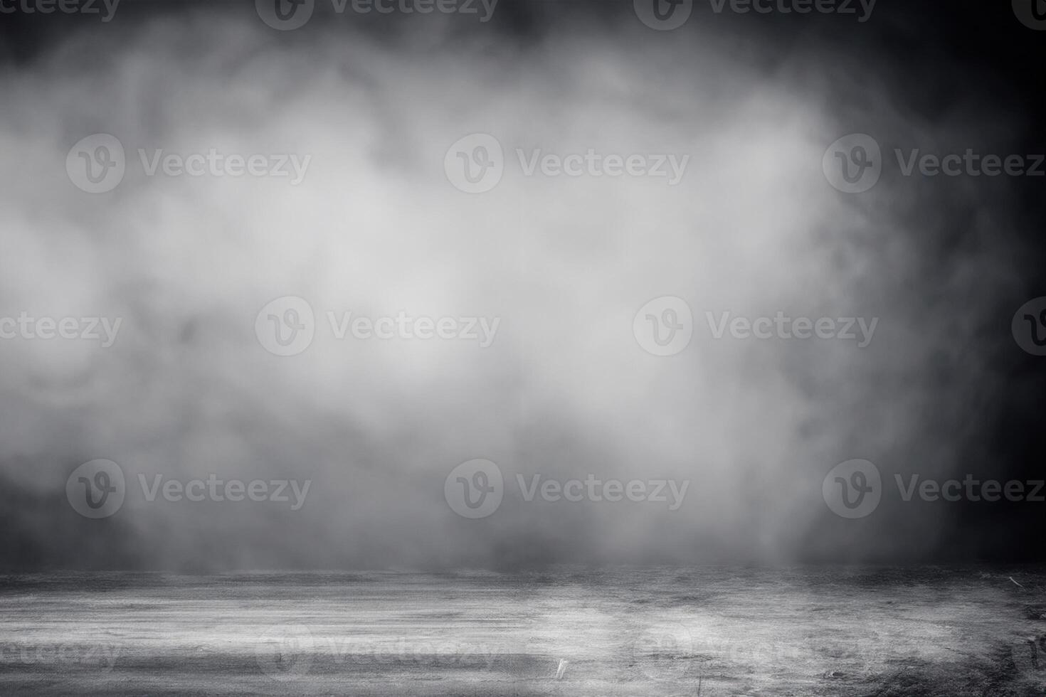 Empty space of Studio dark room concrete floor grunge texture background with spot lighting and fog or mist. photo