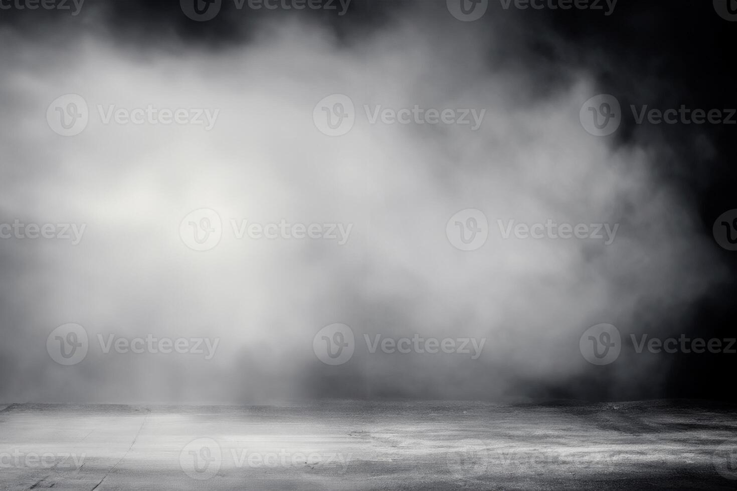 Empty space of Studio dark room concrete floor grunge texture background with spot lighting and fog or mist. photo