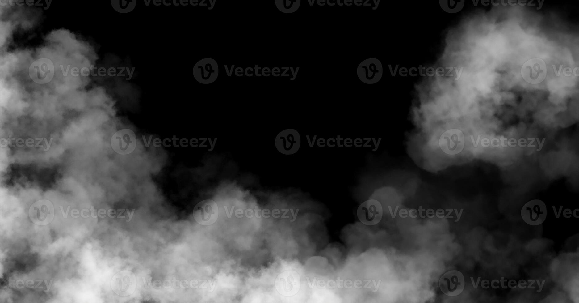 White fog or smoke on dark copy space background, smoke effect for your photos. photo