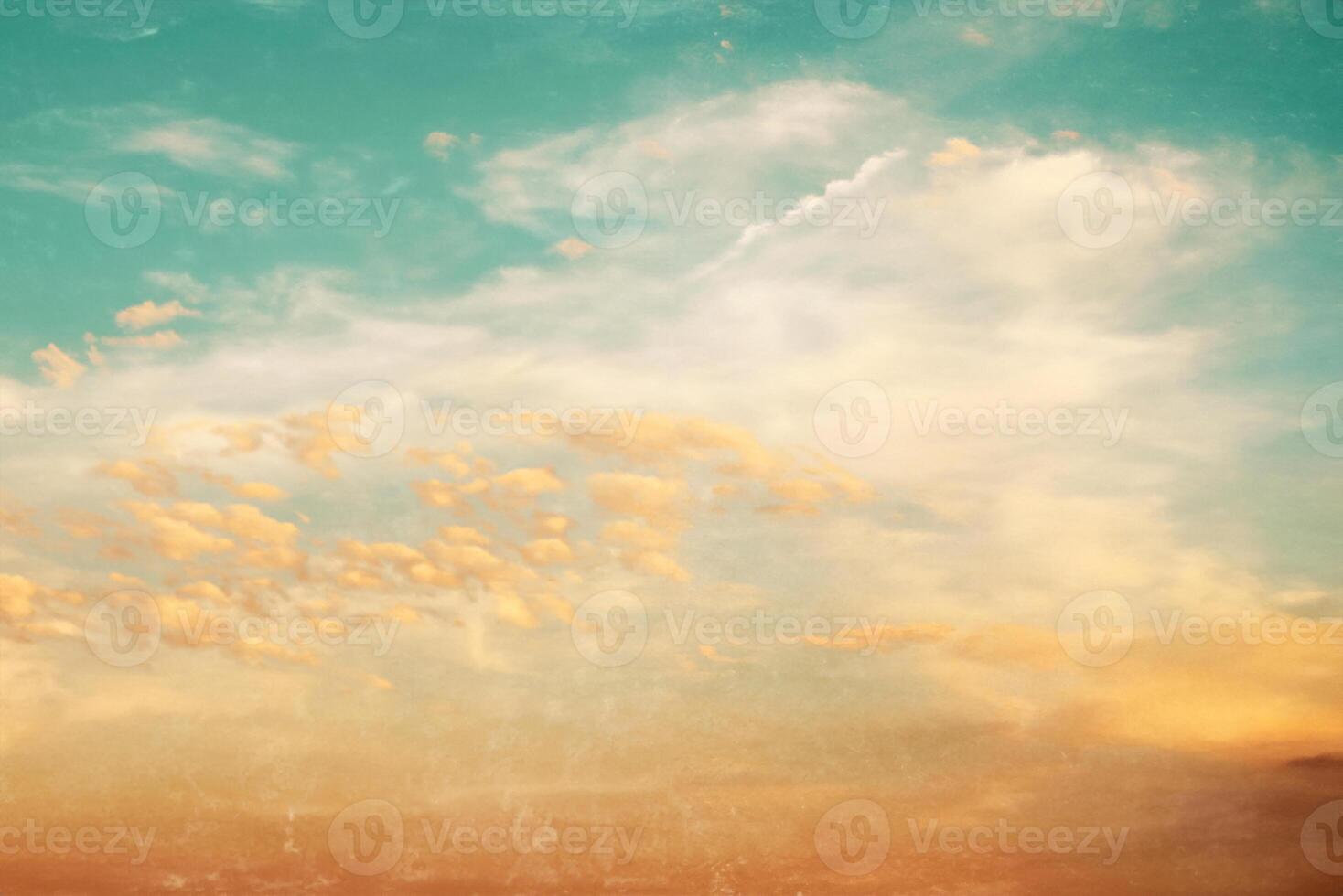 Landscape nature background of sunset with blue sky - vintage color tone and grunge overlay effect photo