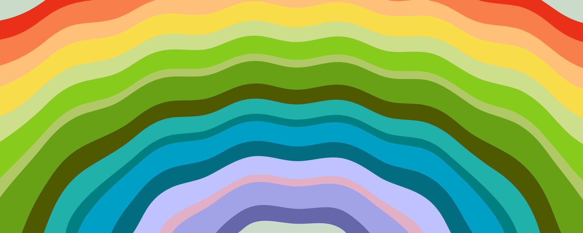 Multicolored abstract rainbow texture wavy background. Perfect design for posters, cards, banners, print. Hand drawn vector illustration.