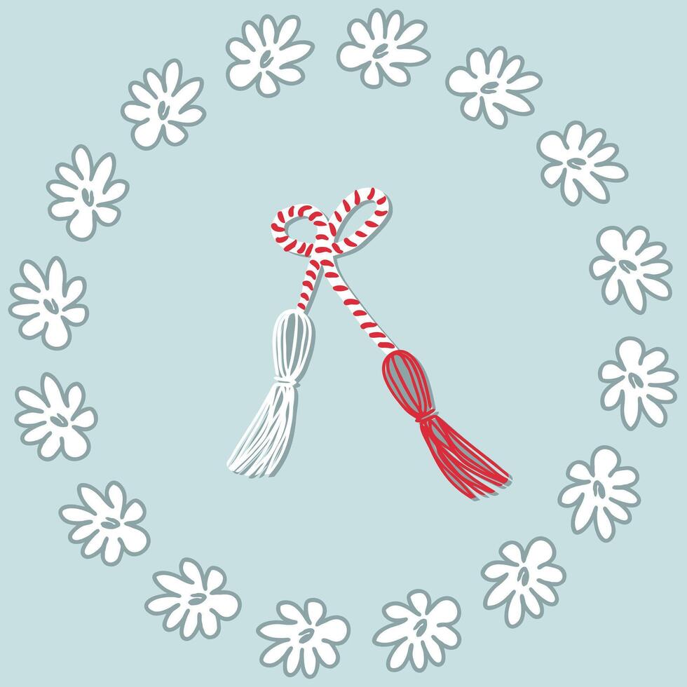 Martisor vector illustration for March 1st day of spring. Perfect print for poster, card, sticker.