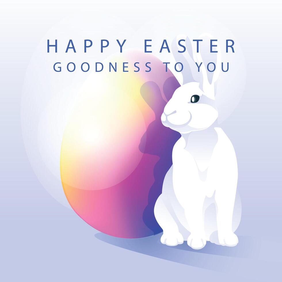 Modern colorful gradient Easter card with rabbit. Festive spirit. Vector illustration