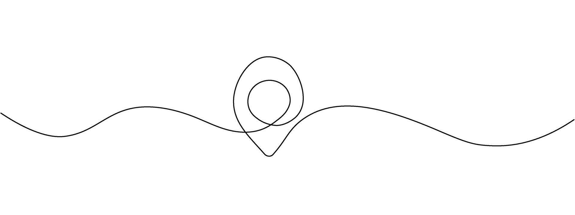Single line map lineart symbol, location point. Pin location, geosignature line continuous drawing. Vector illustration for delivery services