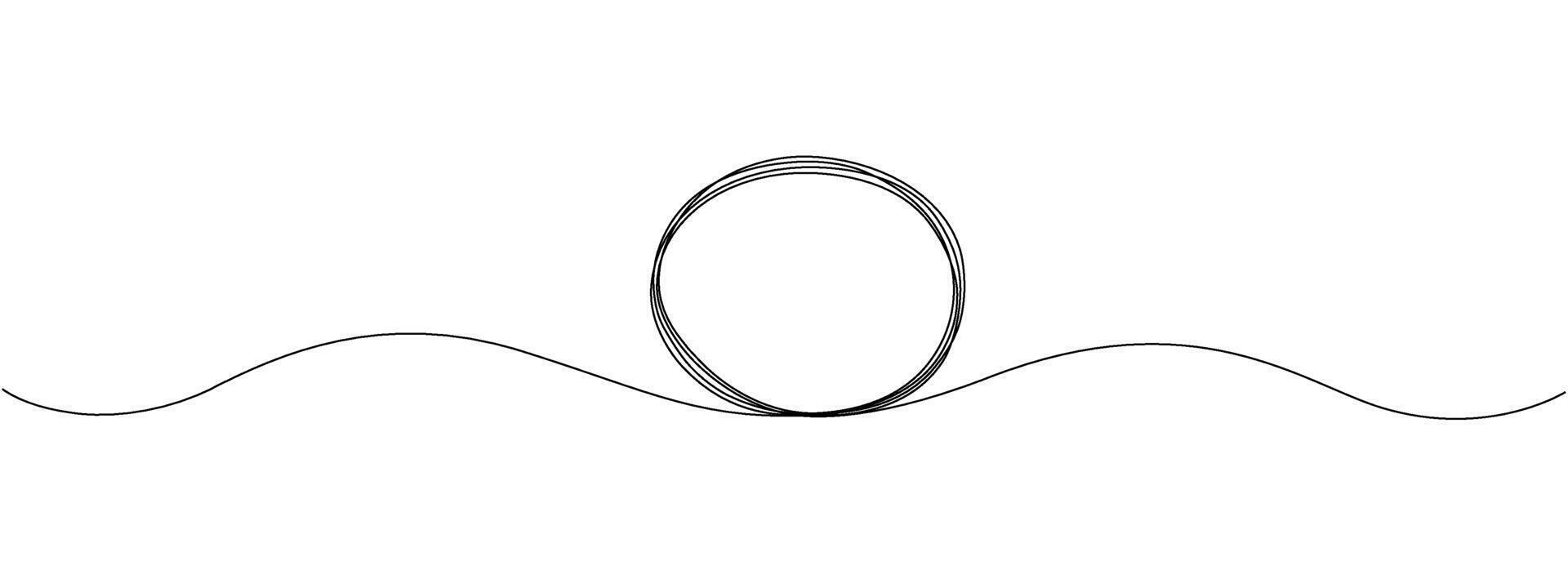 Continuous line drawing of a black circle. Single-line frame icon.  A sketch of a circular frame. Vector editable line illustration