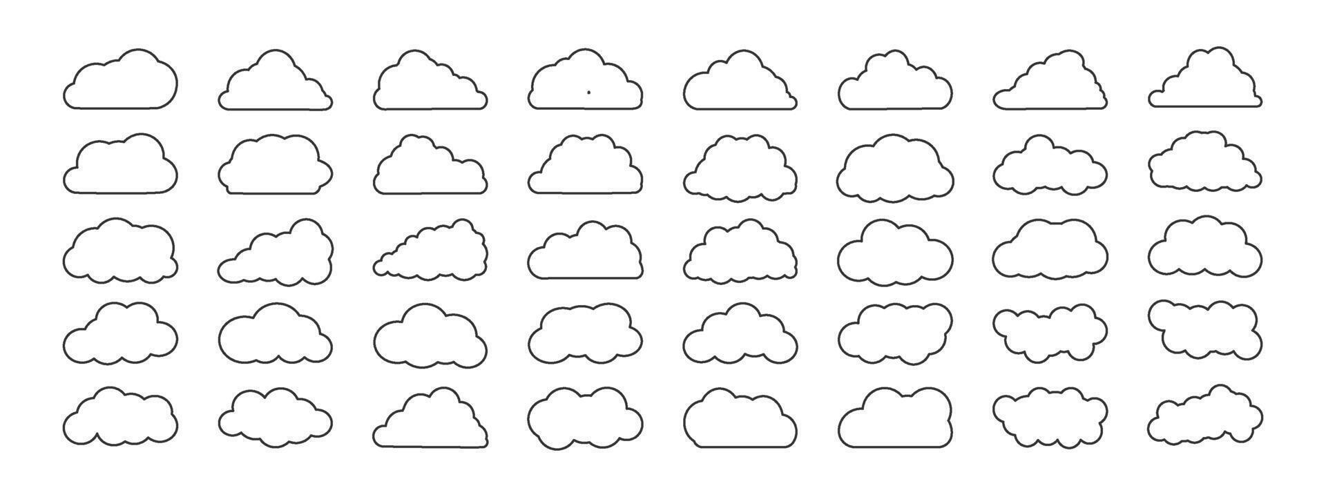 Collection of cloud icons, shapes, stickers. Set of Clouds, symbol for your website design, logo. Vector graphic element