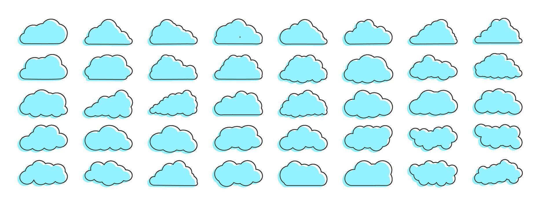 colección de sencillo nube iconos, formas, pegatinas azul color lineal conjunto de nubes, símbolo para tu sitio web diseño, logo. vector gráfico elemento