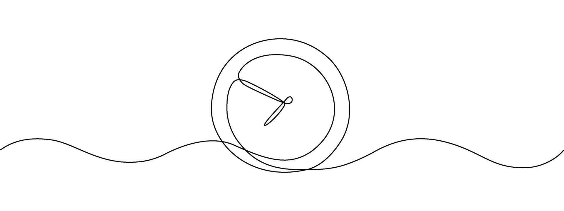 A continuous one line drawing of a clock. Vector illustration handdrawn style
