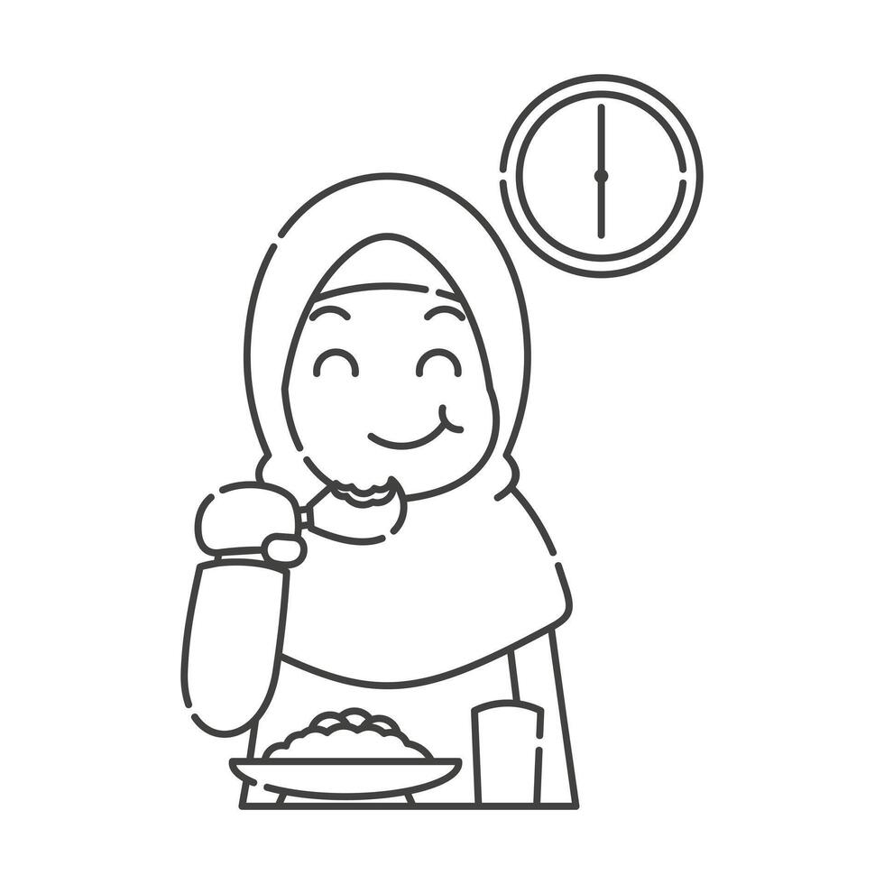 Ramadan activity girl vector arts. Islamic activities in daily. Cartoon character for children