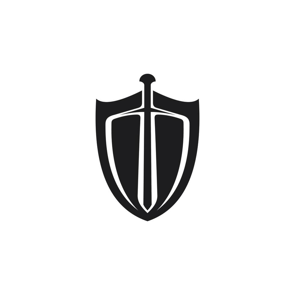 Vector Logo art for Small Business Shop and Game Company. Sword and shield theme design
