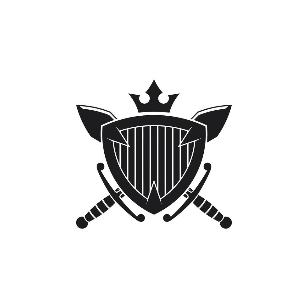 Vector Logo art for Small Business Shop and Game Company. Sword and shield theme design