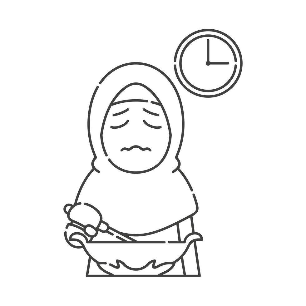Ramadán actividad niña vector letras. islámico ocupaciones en a diario. dibujos animados personaje para niños