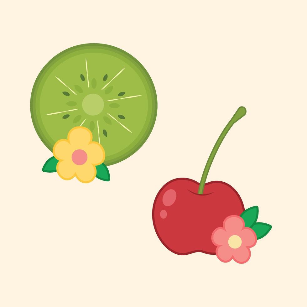 Cute fruit slice decoration vector art