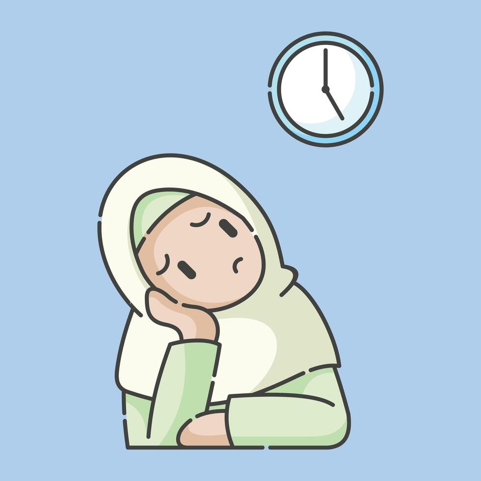 Ramadan activity girl vector arts. Islamic activities in daily. Cartoon character for children