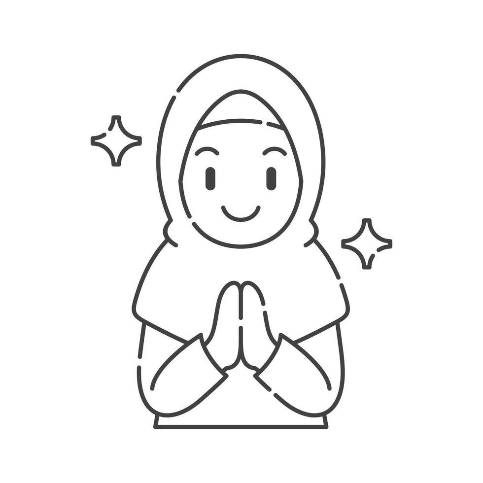 Ramadan activity girl vector arts. Islamic activities in daily. Cartoon character for children