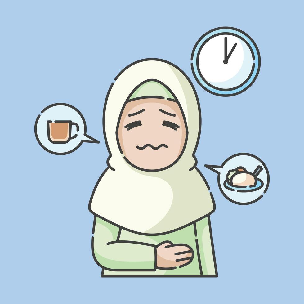 Ramadan activity girl vector arts. Islamic activities in daily. Cartoon character for children