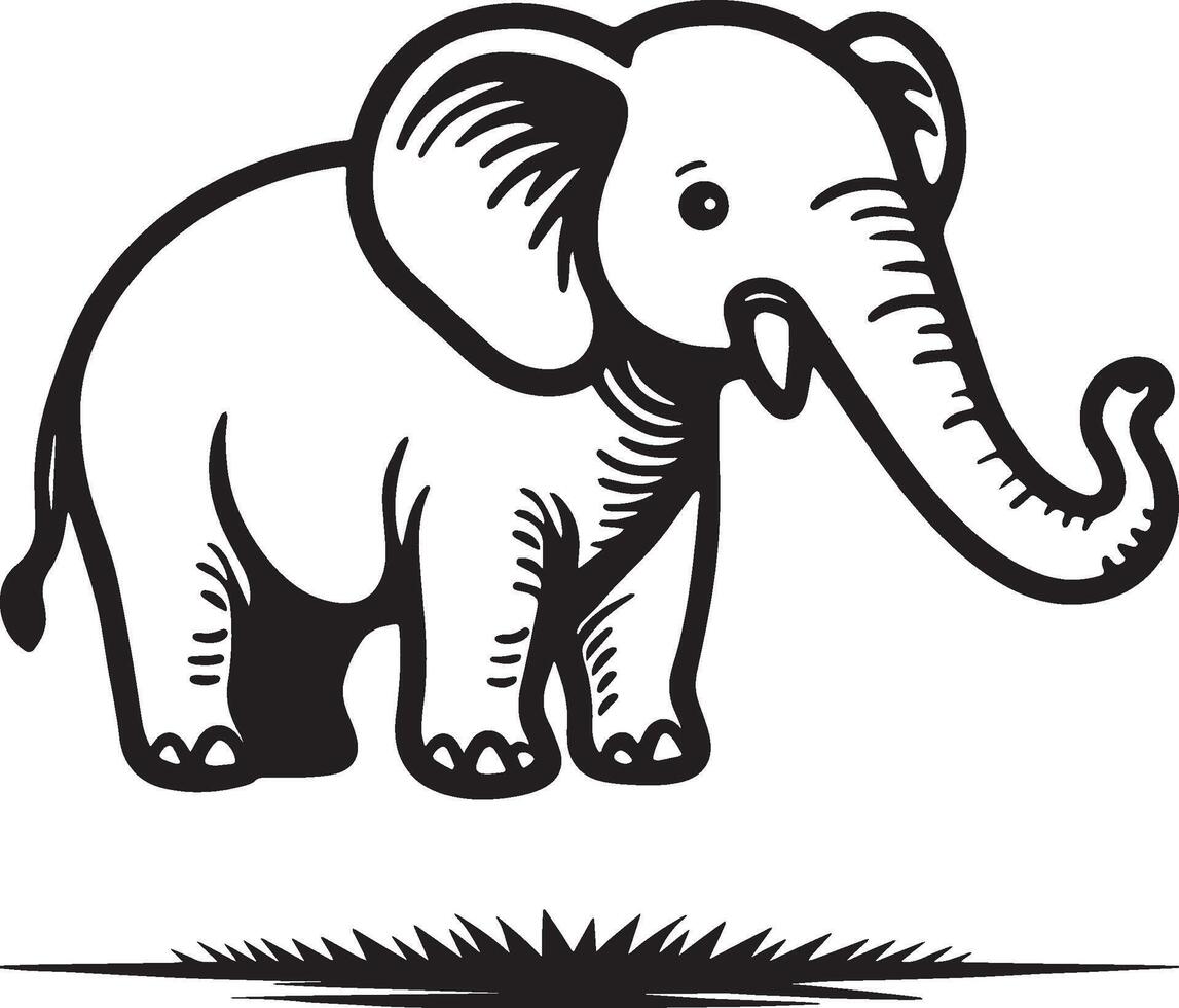 Elephant Sketch Drawing. vector