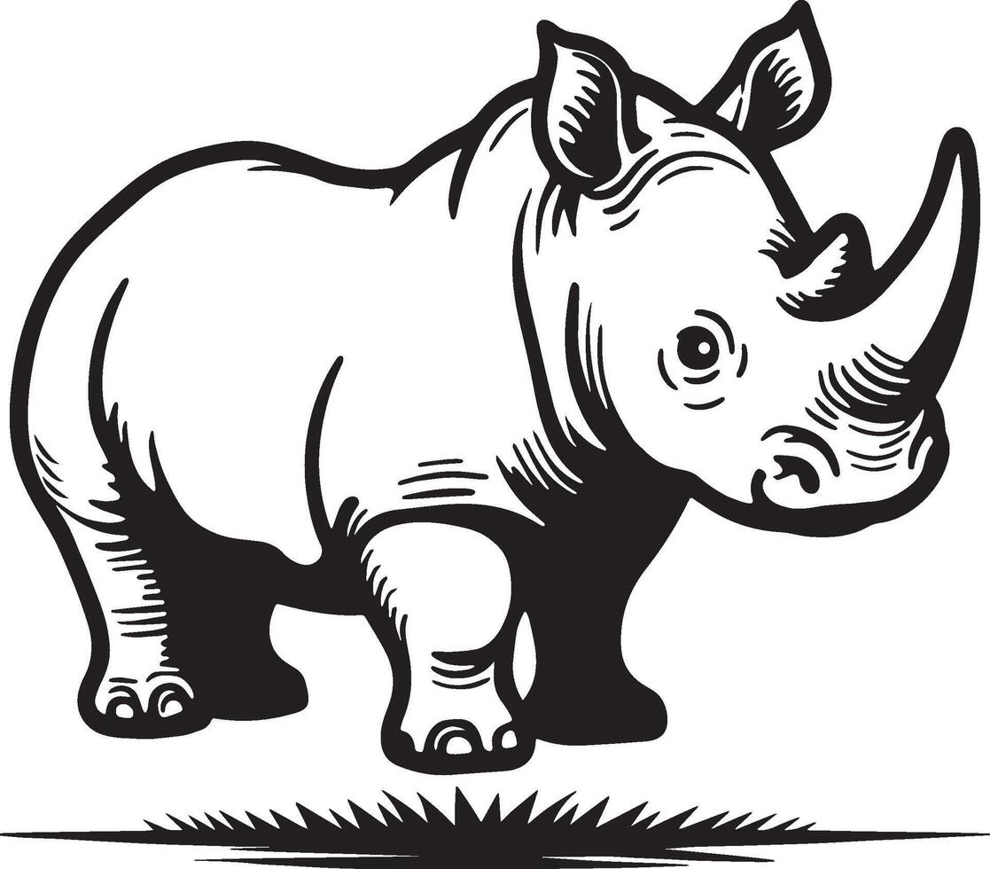 Rhino Sketching Drawing. vector