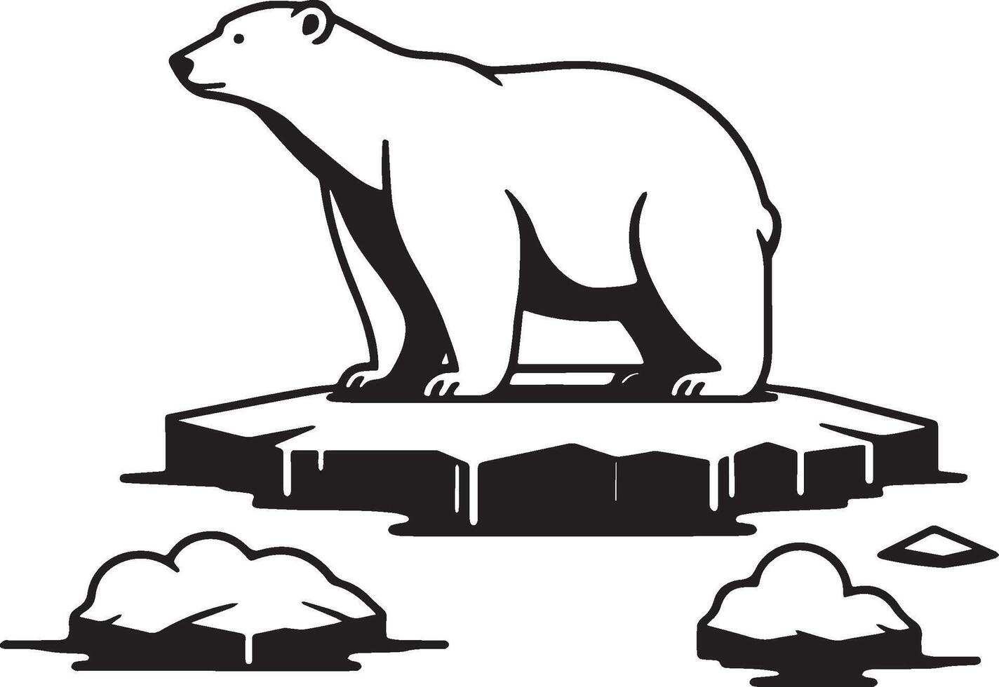 Polar Bear Standing on Ice Float. vector
