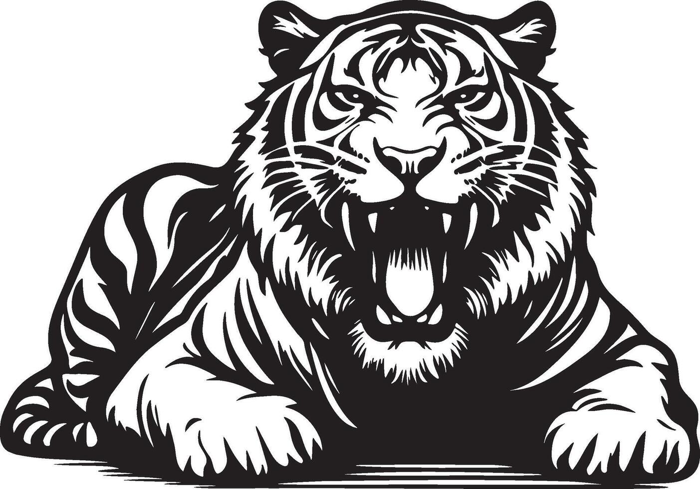 Tigre rugido ilustración. vector