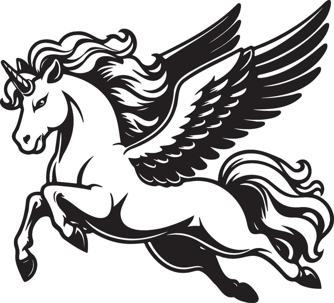 Pegaso bosquejo dibujo. vector