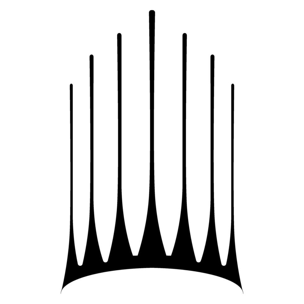 vector crown with long tops outline silhouette of one color