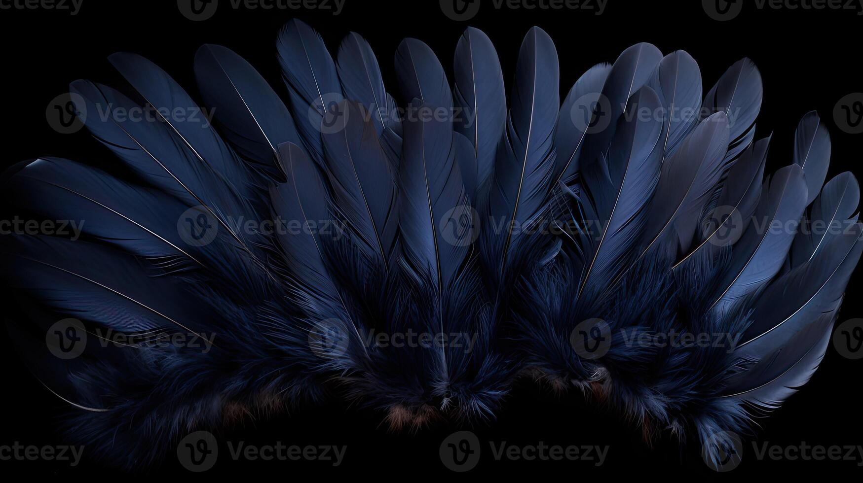 AI generated soft navy blue feathers ai generated photo