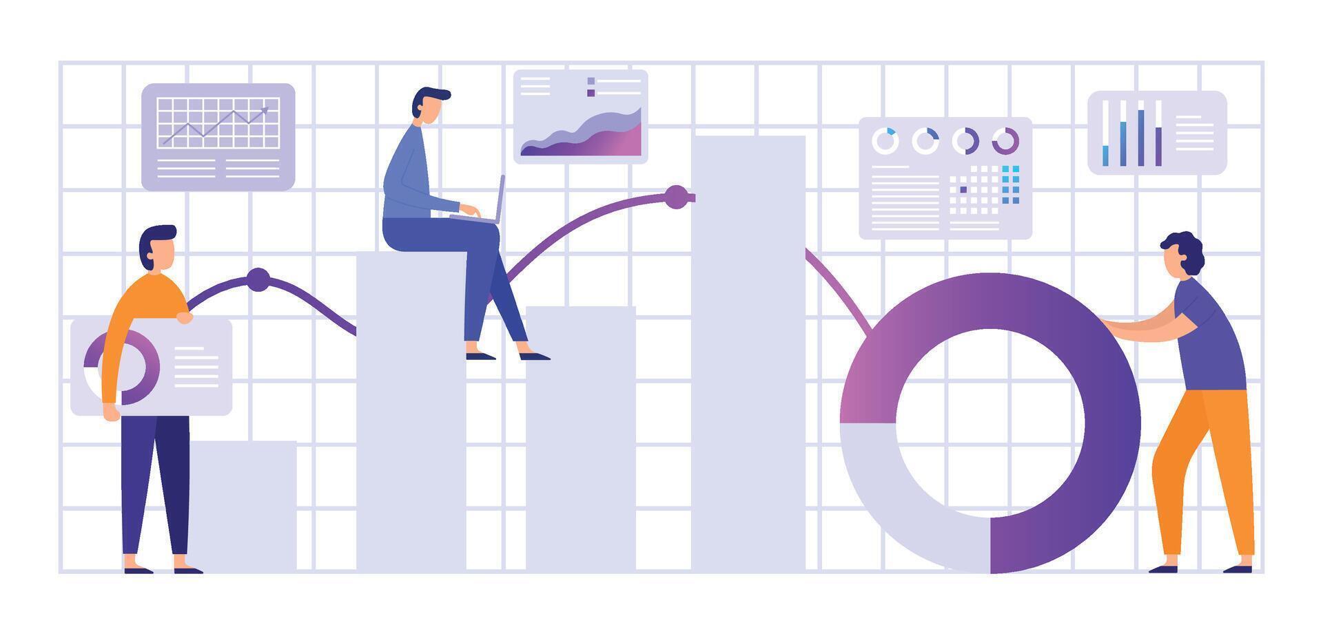 mercado negocio analítica, análisis gráfico y gráfico vector