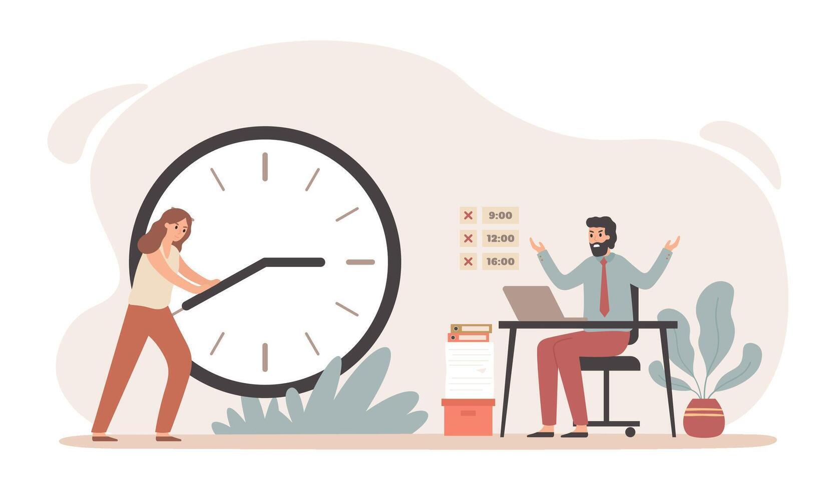 Work time management, control shift in office vector