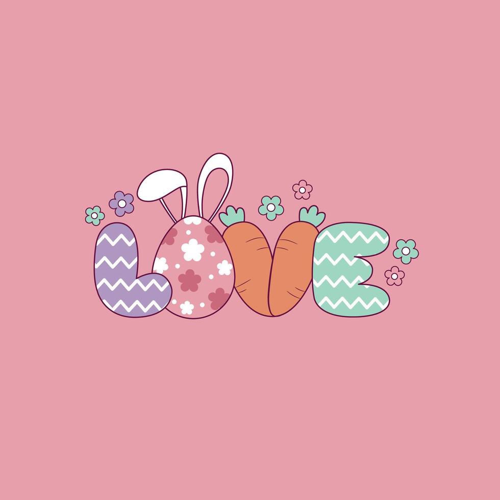 cute easter illustration with the word love vector