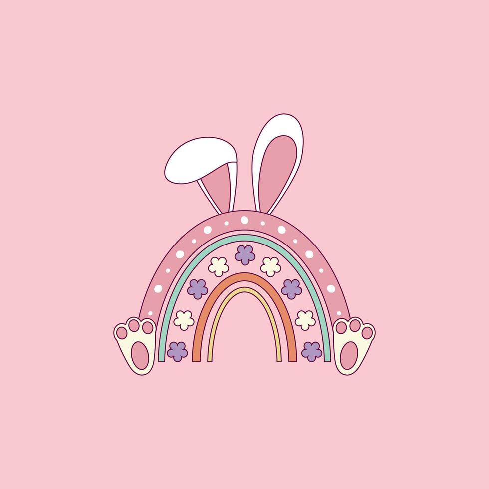 cute easter bunny illustration with bunny ears vector